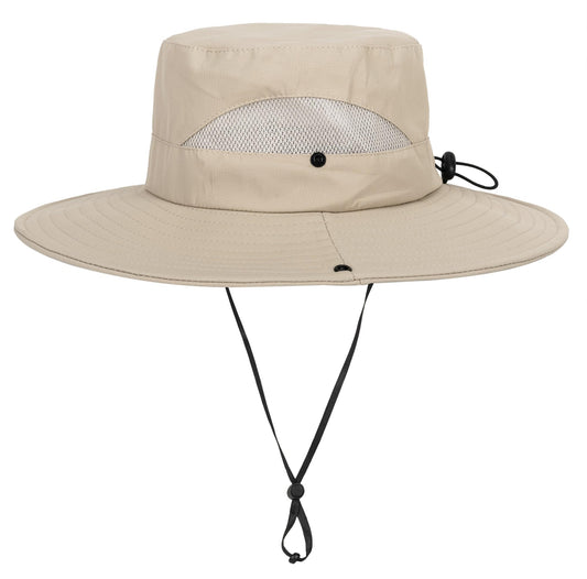Kids Sun Hat with UV Protection Beach Bucket for Boys & Girls Wide Brim Safari Boonie Cap for Summer Outdoor Dark Beige