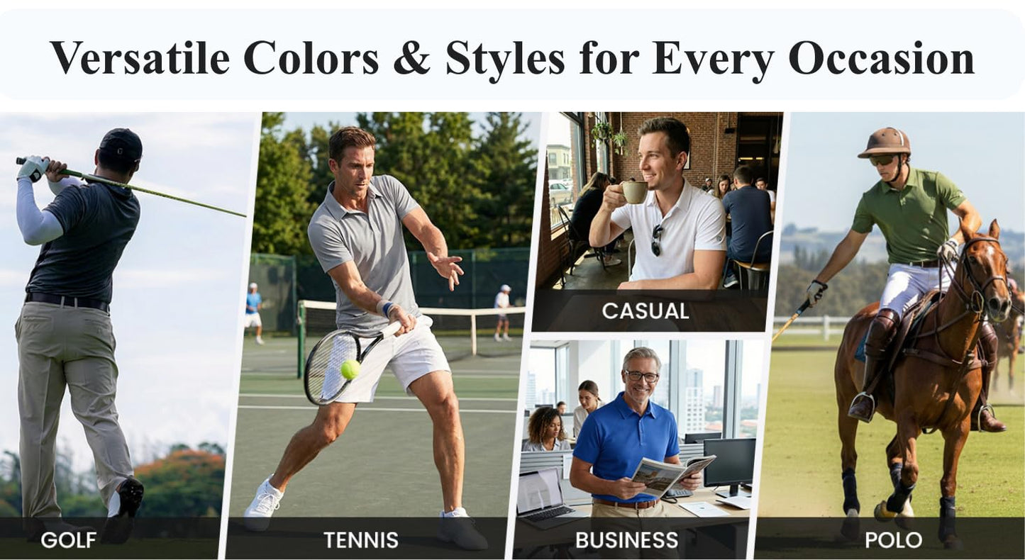 PINSPARK Mens Golf Shirts Moisture Wicking UPF 50 Polo Shirt Short Sleeve Quick Dry Golf Polos Casual Collared Shirt Men Dark Grey