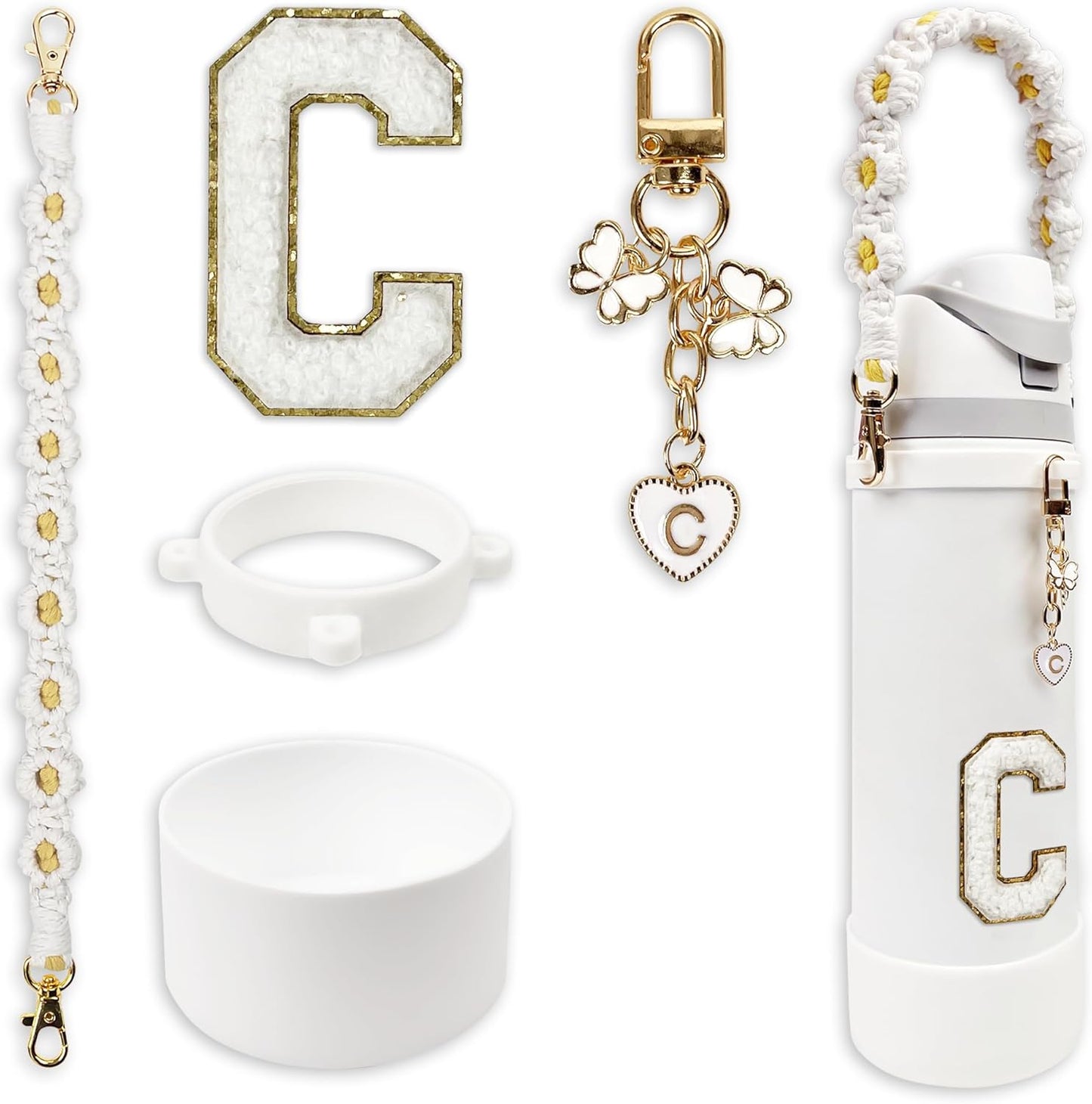 Silicone Boot Monogram Set for Owala Water Bottles | Cute Pink & Black Accessories