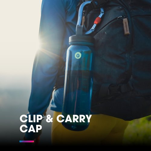 HydraPak Recon Clip & Carry - Wide Mouth Recycled Plastic Water Bottle (24oz) - Eco Friendly, BPA Free, Tethered Cap - Clear