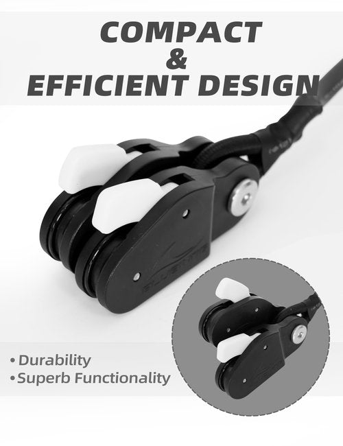 BLUEWING Outrigger Halyard Lock Pulley Double with Ball Bearing Snap Swivel for Offshore Fishing, Black