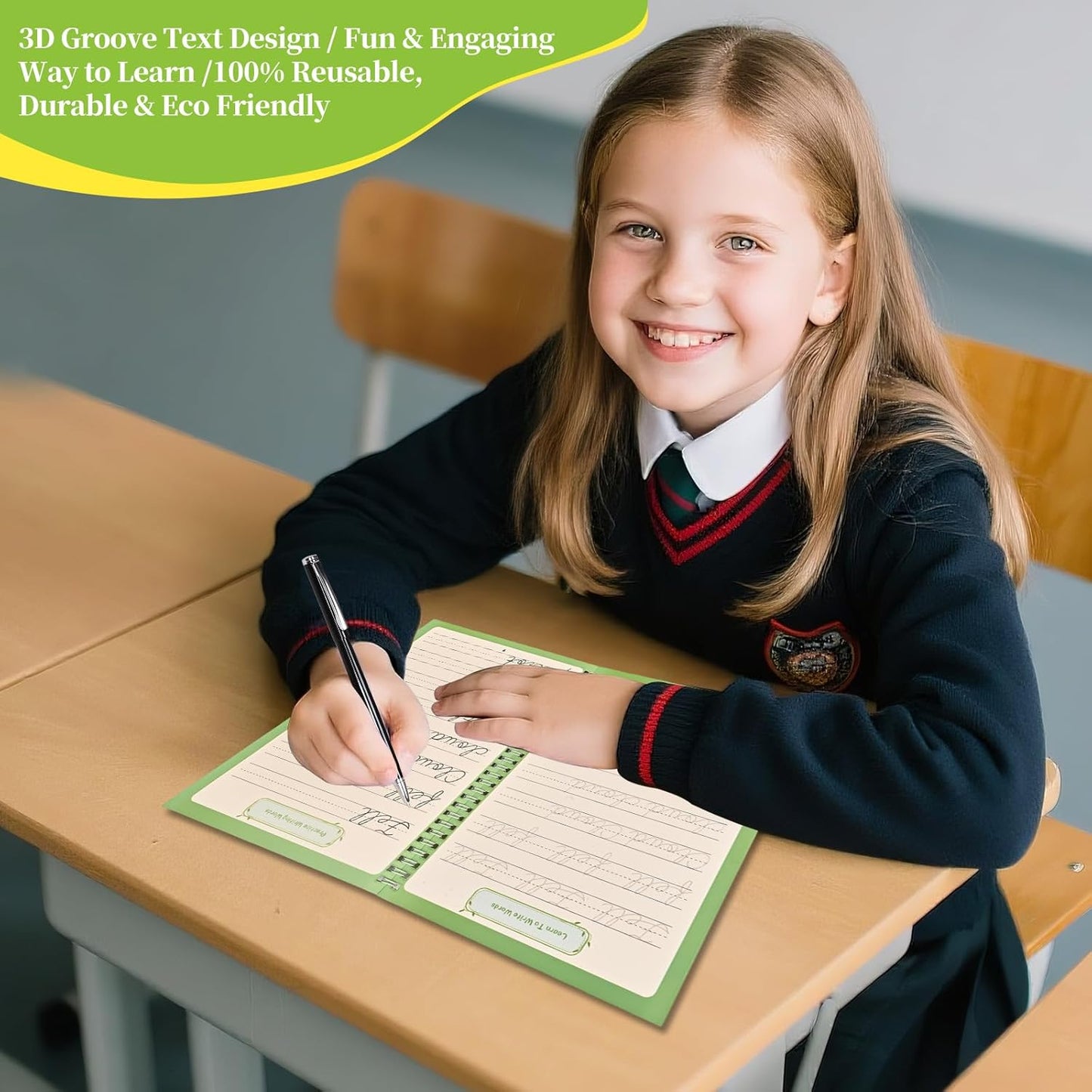 AALGO Grooved Cursive Handwriting Workbook,Magic Grooved Writing Practice Cursive for Children and Beginners,Learn Cursive Handwriting With Letters,Words and Sentences