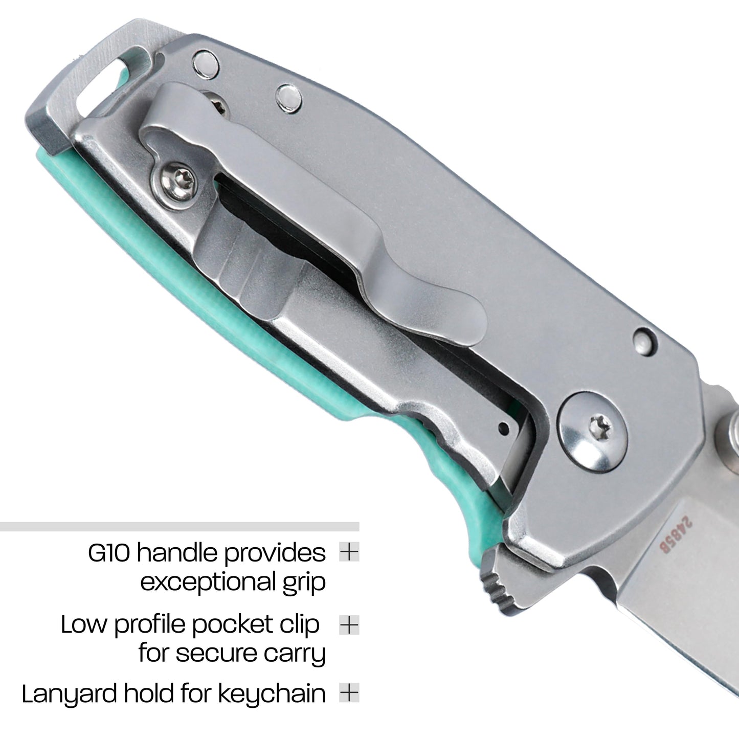 CRKT Squid Compact Everyday Carry Assisted Folding Knife with Frame Lock: D2 Plain Edge Blade, G10 Handle, Pocket Clip, 2485B