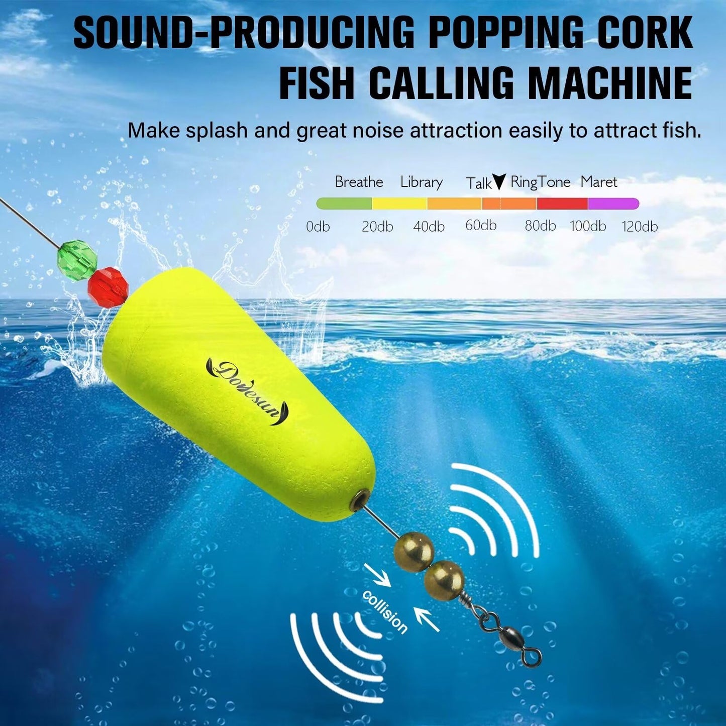 Dovesun Fishing Bobbers Popping Cork Weighted Fishing Floats Fishing Corks Popping Corks for Saltwater Freshwater A-Popper-Buoyancy:1.1oz(30g)-Float Length:2.9in/73.5mm*6pcs