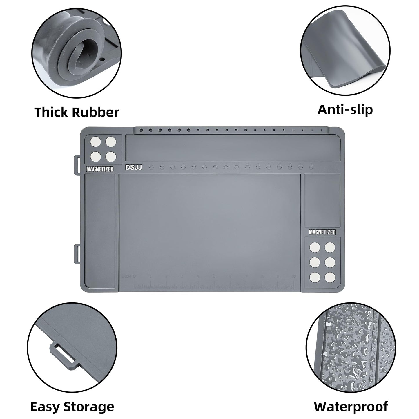 CKPART Pistol Gun Cleaning Mat, Premium Gun Cleaning Pad Magnetic with Organizer Parts Tray, Anti-Slip Rubberized Pistol Gun Mat, Protective Workbench Mat for Pistol Cleaning (16.5"x 10.43")