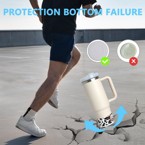 GENLEAS 1PCS Cow Stripe Protective Silicone Boot Coverfor Stanley Cup 20oz-40oz, for Hydro Flask Water Bottle 12oz-24oz, Anti-Slip Sleeve for Bottles/Tumblers with 2.88-2.97in Bottom (1Cow Print)