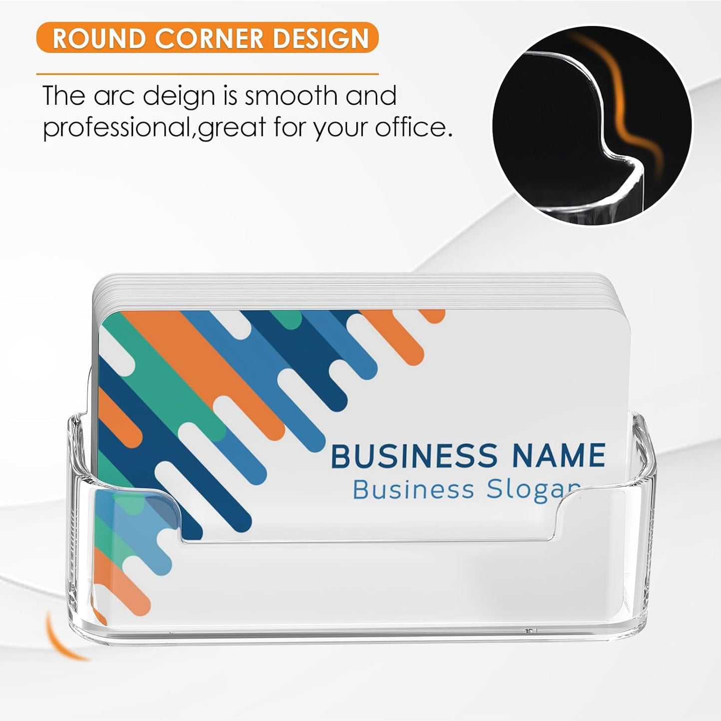 MaxGear 8 Pack Acrylic Business Card Holder for Desk, Clear Plastic Display Stand Fits 50 Business Cards, Elegant Desktop Organizer for Home and Office
