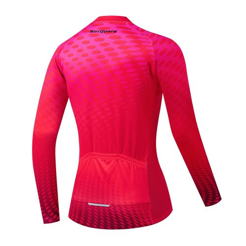 Women's Long Sleeve Cycling Jersey, Quick Dry Bike Top with Reflective Strip, Zipper and Pockets (US, Alpha, X-Large, Regular, Regular, HMXC036)