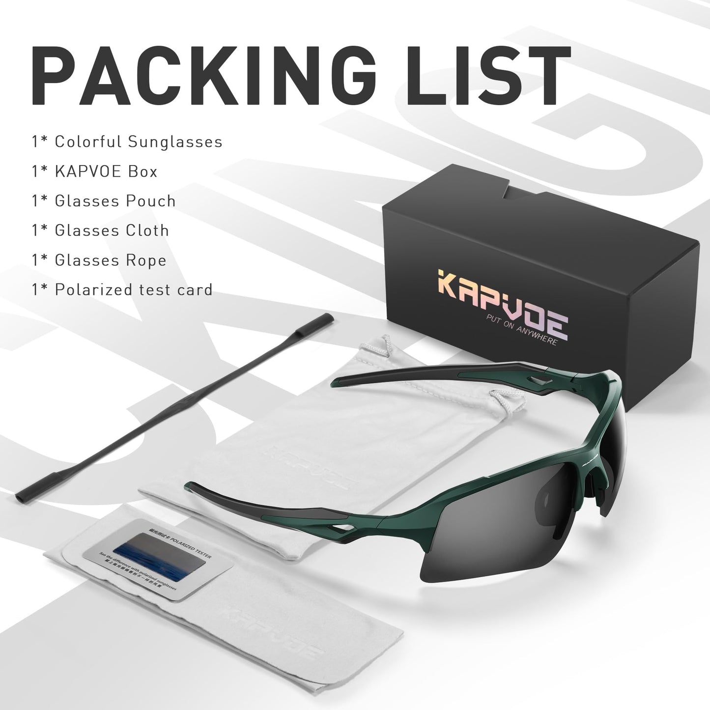KAPVOE Cycling Glasses Sports Sunglasses Polarized Men Women Baseball Running Mountain Bike Golf MTB Driving