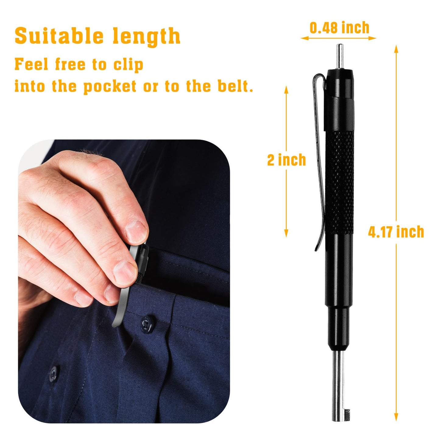 JOTOVO Stainless Steel Universal Standard Police Hand Cuff Key, Pocket Cuff Key with Clip 4" Long for All Standard Series Hand Cuffs, Black- 2PCS