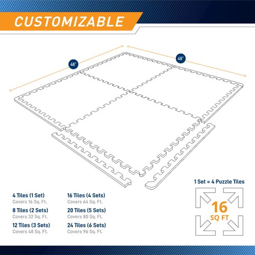 Marcy Interlocking Dual Density Rubber Top EVA Foam Home Gym Floor Mat for Exercise Equipment & Accessories MAT-40