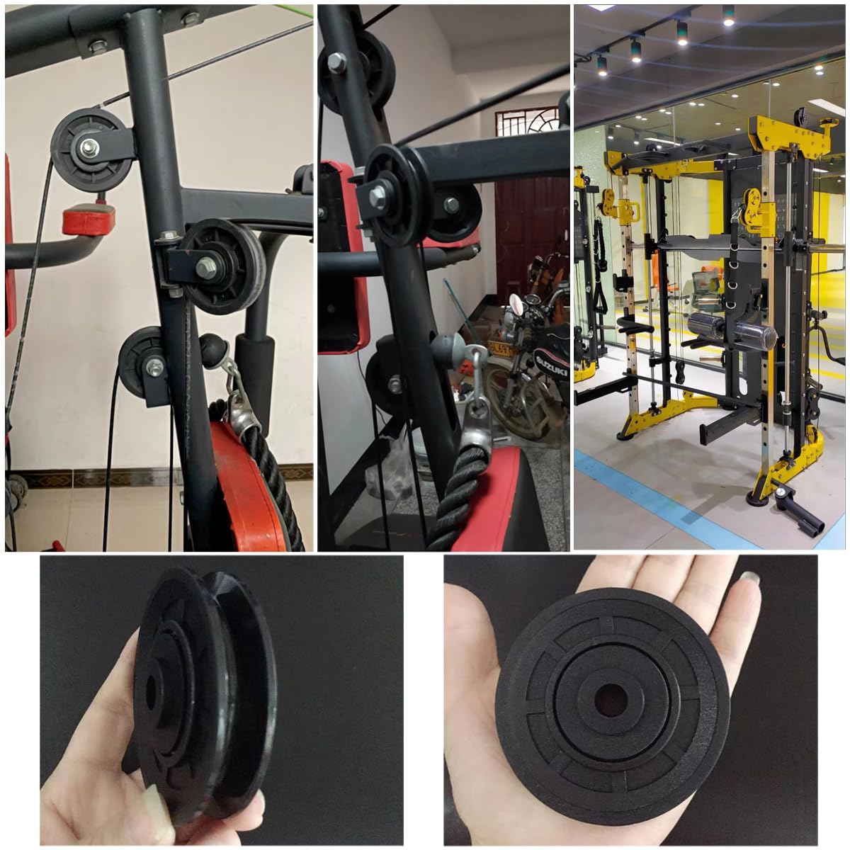 SquEqu 2 Pack Cable Pulley System Bearing Replacement Universal 70mm Wheel Roller for Fitness LAT and Lift Pull Down Cable Machine Attachments Exercise Gym Equipment Pulldown Biceps Curl Workout