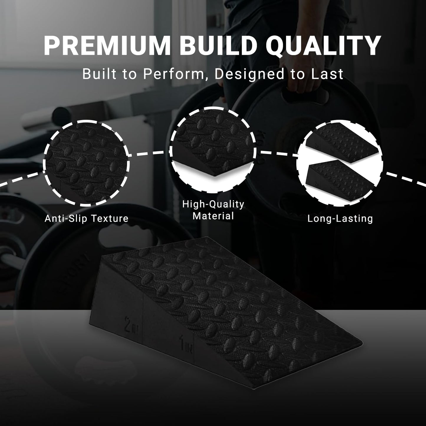 Generic Squat Wedge Block for Heel Elevated Squat 2 Pcs Set, Improve Mobility Balance and Strength Performance Weightlifting Calf Stretcher Slant Board for Squat