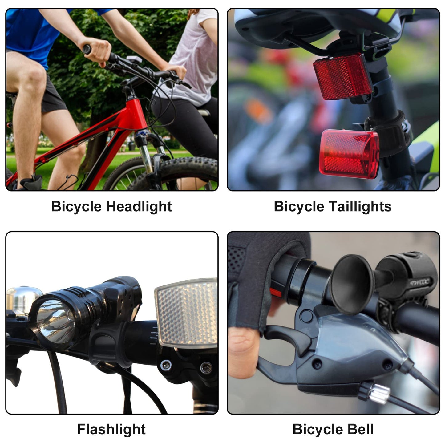 AIEX 8pcs Bike Silicone Mount Band, Bike Light Mount Band Bike Phone Mount Bands Strap (Black)