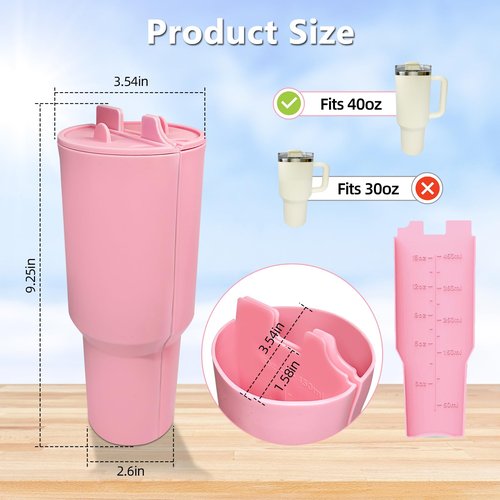PUDASTO 2-in-1 Drink Separator Silicone Liner fit Stanley Cup 40oz, Inner Cup Section Tray for Stanley Tumbler Accessories, Reusable Cup Divider Two Drinks in One Cup (Pink)