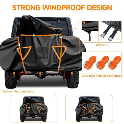 NEVERLAND Bike Cover for Transport on Rack, Bicycle Cover Outdoor Storage Waterproof All Seasons, 600D Oxford Materials, Travel Use for Car, Truck, RV, SUV - Light Night Reflectors for 2 Bikes