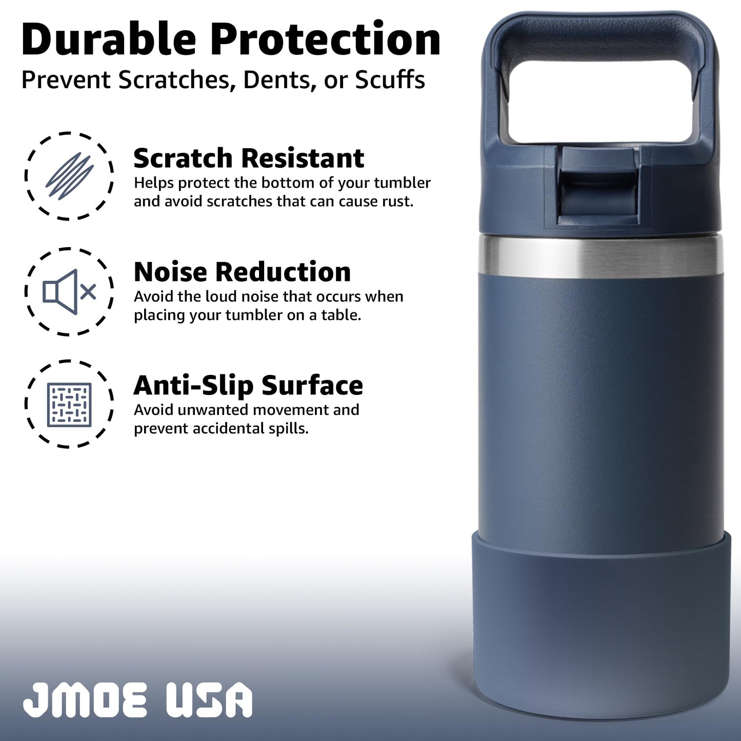 Jmoe USA Silicone Boot for Yeti Rambler Jr 12oz and 18oz Bottle | 2mm Sleeve | Anti-Slip Boot | Protector for the Bottom of your Bottle | Protects Against Damage | BPA Free Silicone (Navy)