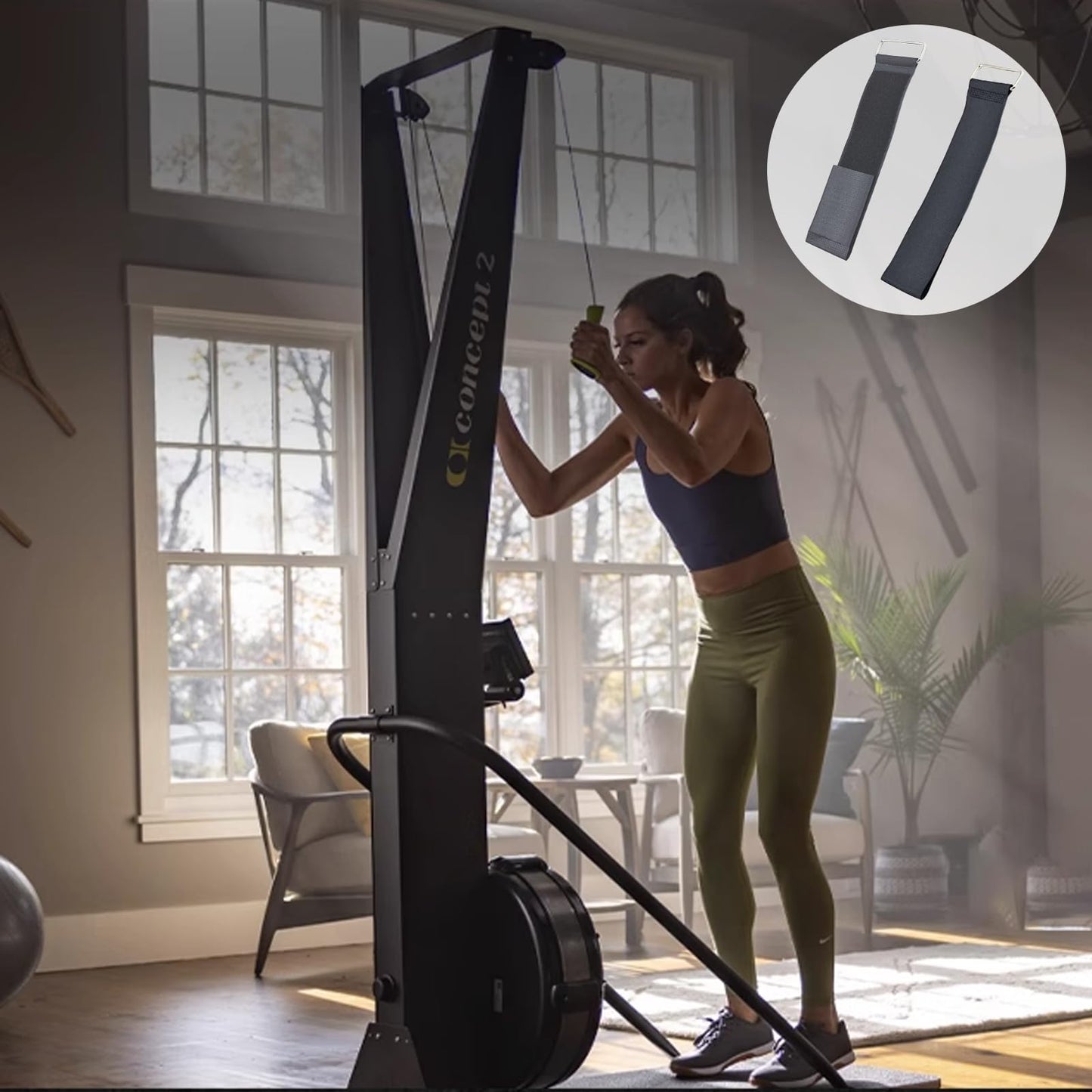 JLEivvi 1 Pair 50cm Universal Overlength Rowing Machine Foot Straps Elliptical Machine Pedals Straps Rowing Machine Pedal Trainer Straps Leg Training for Fitness Home Sports Office Accessories