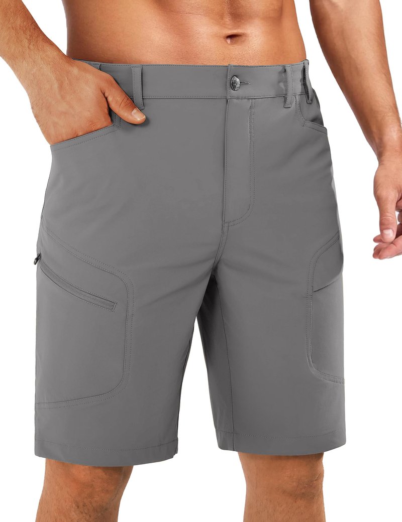 Stlight Men's Hiking Cargo Shorts 8"/10" Quick Dry Lightweight Casual Shorts for Athletic Fishing Golf with Zipper Pockets(Grey 34W/10L)