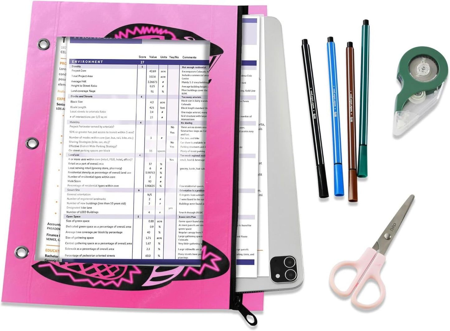 Largemouth Bass Fish 2 Pack 3 Ring Binder Pocket A4 Size Binder Pouches Clear PVC Loose Leaf Folder Sleeves Storage Bags for Files, Documents