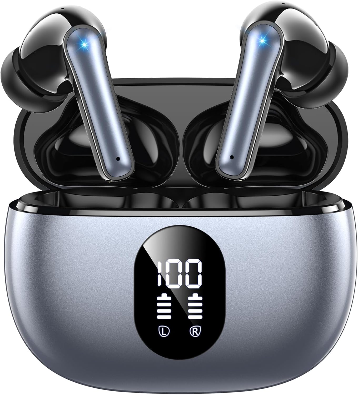 ZZU Wireless Earbuds, Bluetooth Ear Buds with Big Bass Stereo Sound, 48 Hours Playtime, Lightweight in-Ear Fit Earphones, IPX7, Hands-Free Calls with AI for iPhone, Android, Pad, Sports, Workout