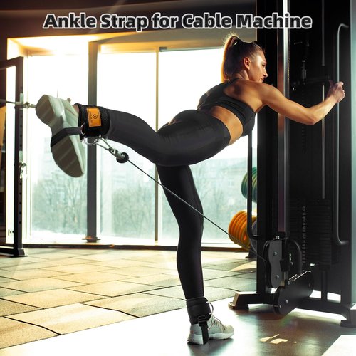 ELEAMY Ankle Straps for Dumbbells and Cable Machines, Dumbbell Foot Attachment, Tibialis Trainer, Leg Extensions for Women and Men (Black 2PC)