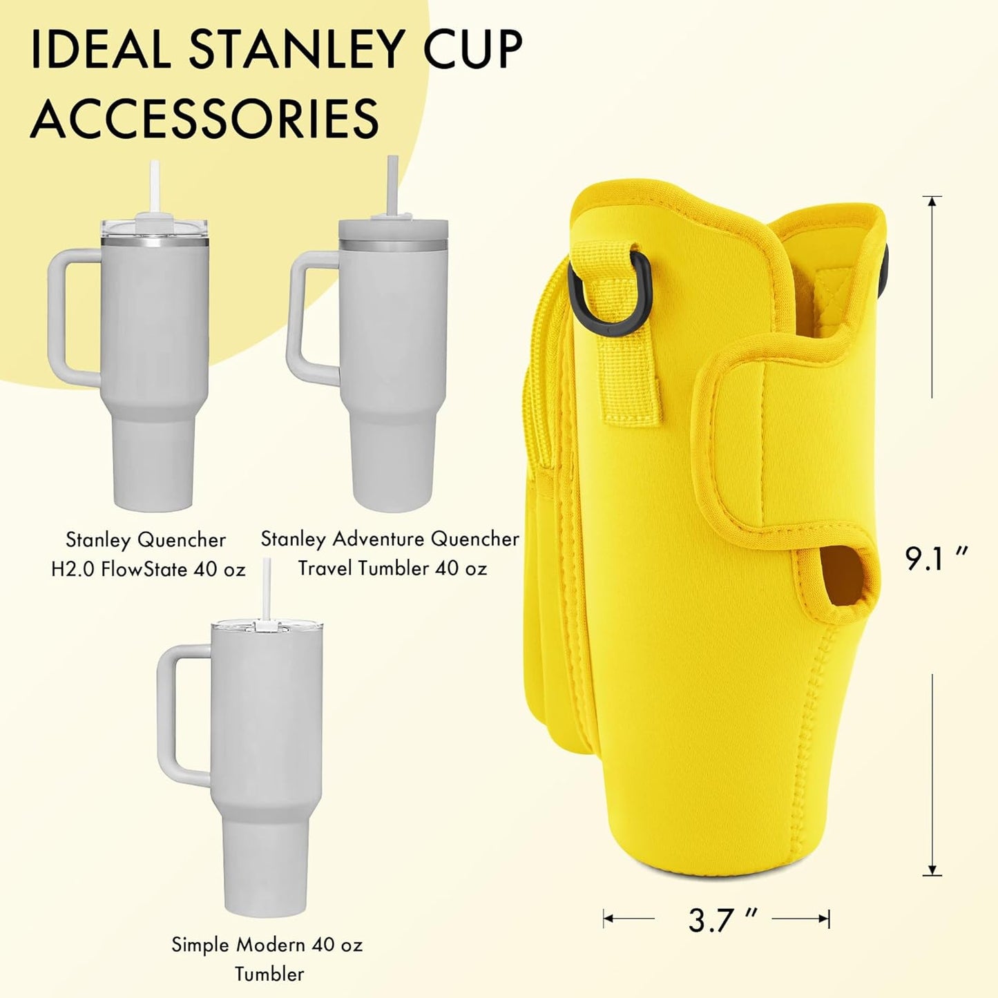 Water Bottle Carrier Bag for Stanley Cup 40/30 Oz | Adjustable Strap & Phone Pocket