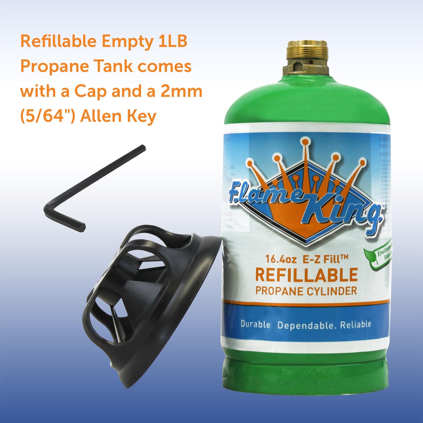 Flame King Refillable 1lb Empty Propane Cylinder Tank - Reusable - Safe and Legal Refill Option - DOT Compliant-16.4 oz (4-Pack)