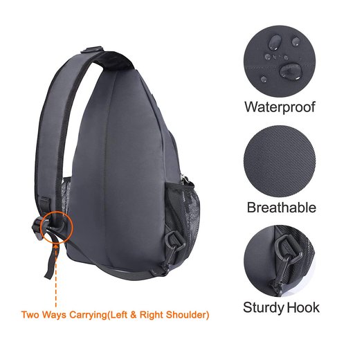 MOSISO 2 Pack Sling Backpack, Vertical Stripe Sling Bag with Front Raised Pocket&Multipurpose Crossbody Shoulder Bag Travel Hiking Daypack, Space Gray&Black