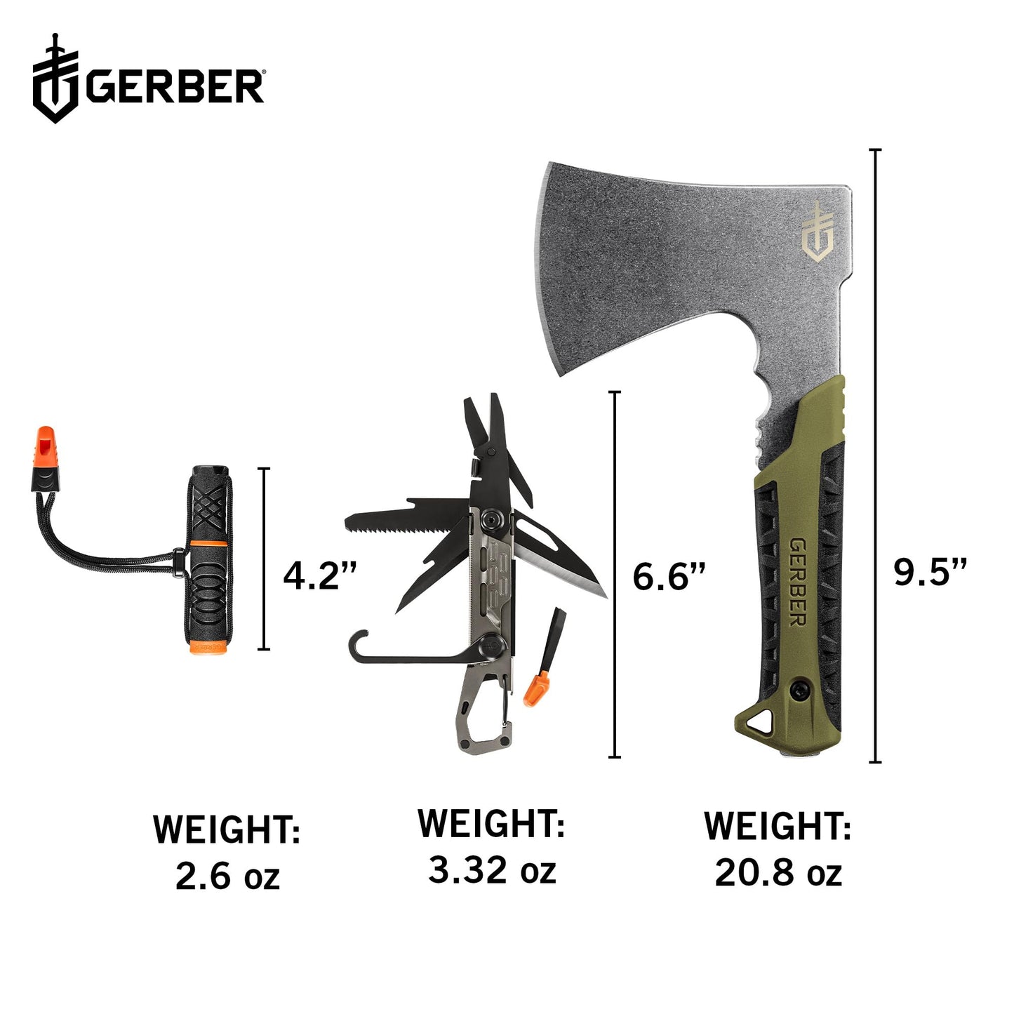 Gerber Gear Camp Setup Kit - Includes Pack Hatchet, Fire Starter & Stake-Out Camping Multitool - Premium Camping Equipment