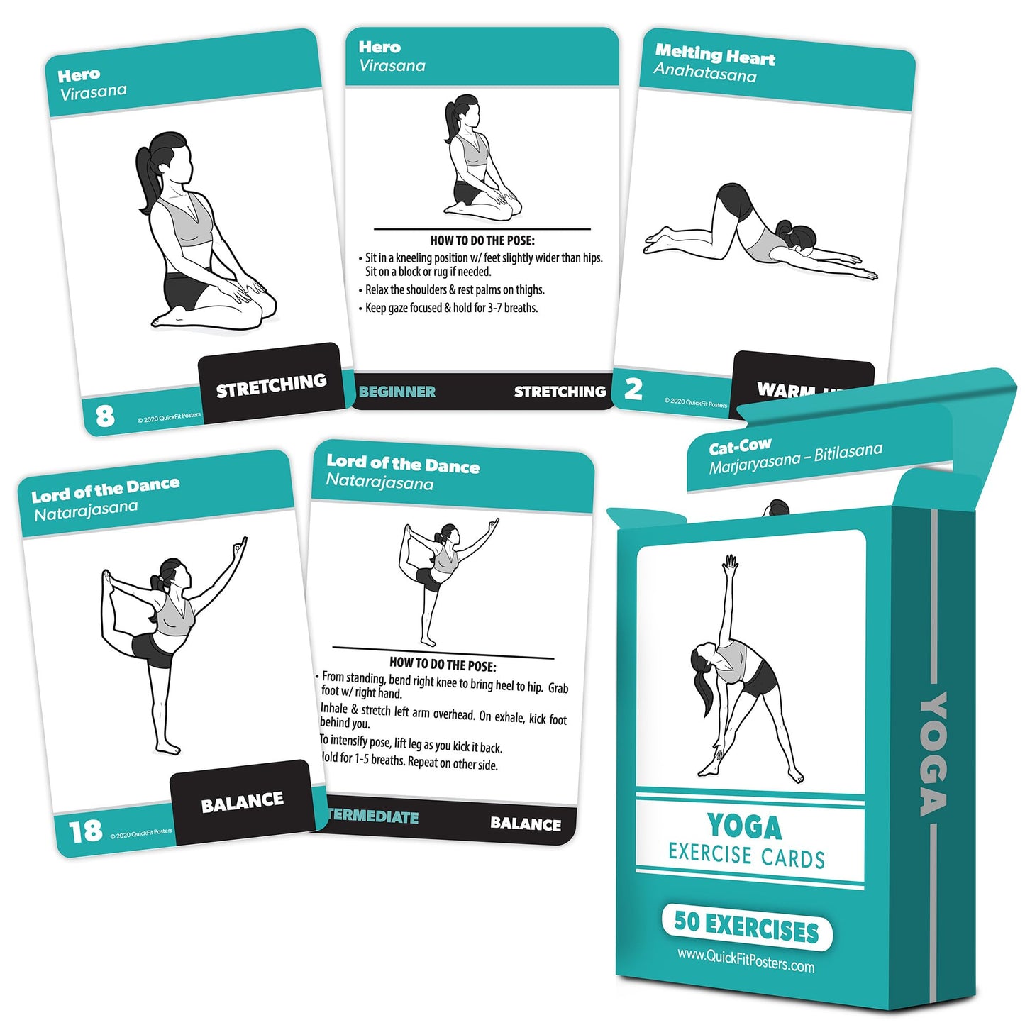 2 Pack - Dumbbell & Yoga Pose Exercise Cards - Fitness Workout Playing Cards