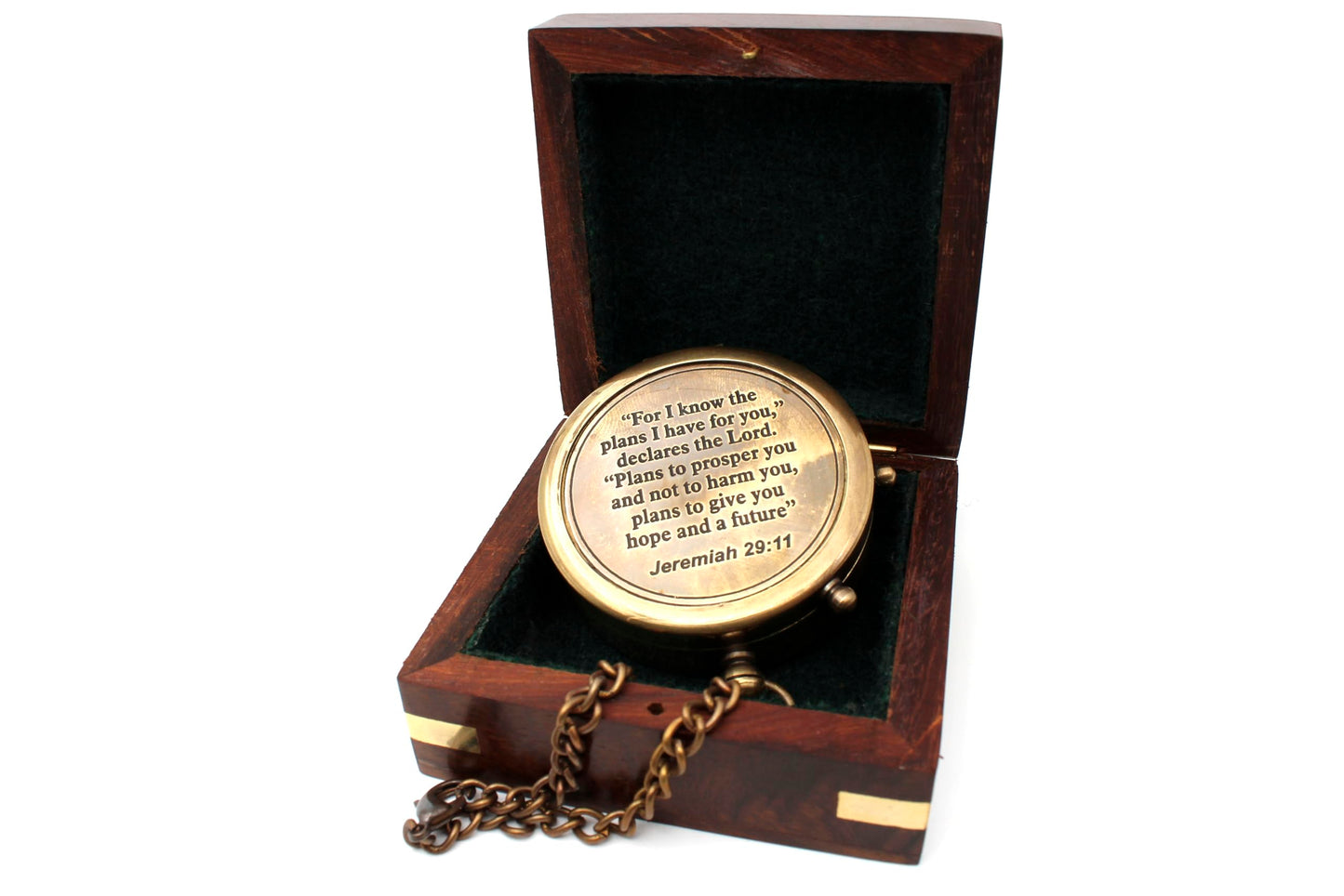 for I Know The Plans I Have for You – Jeremiah 29:11 Solid Brass Directional Engraved Compass, Christian Gifts for Men, Baptism Gifts for Boys & Girls, First Communion & Confirmation Gifts