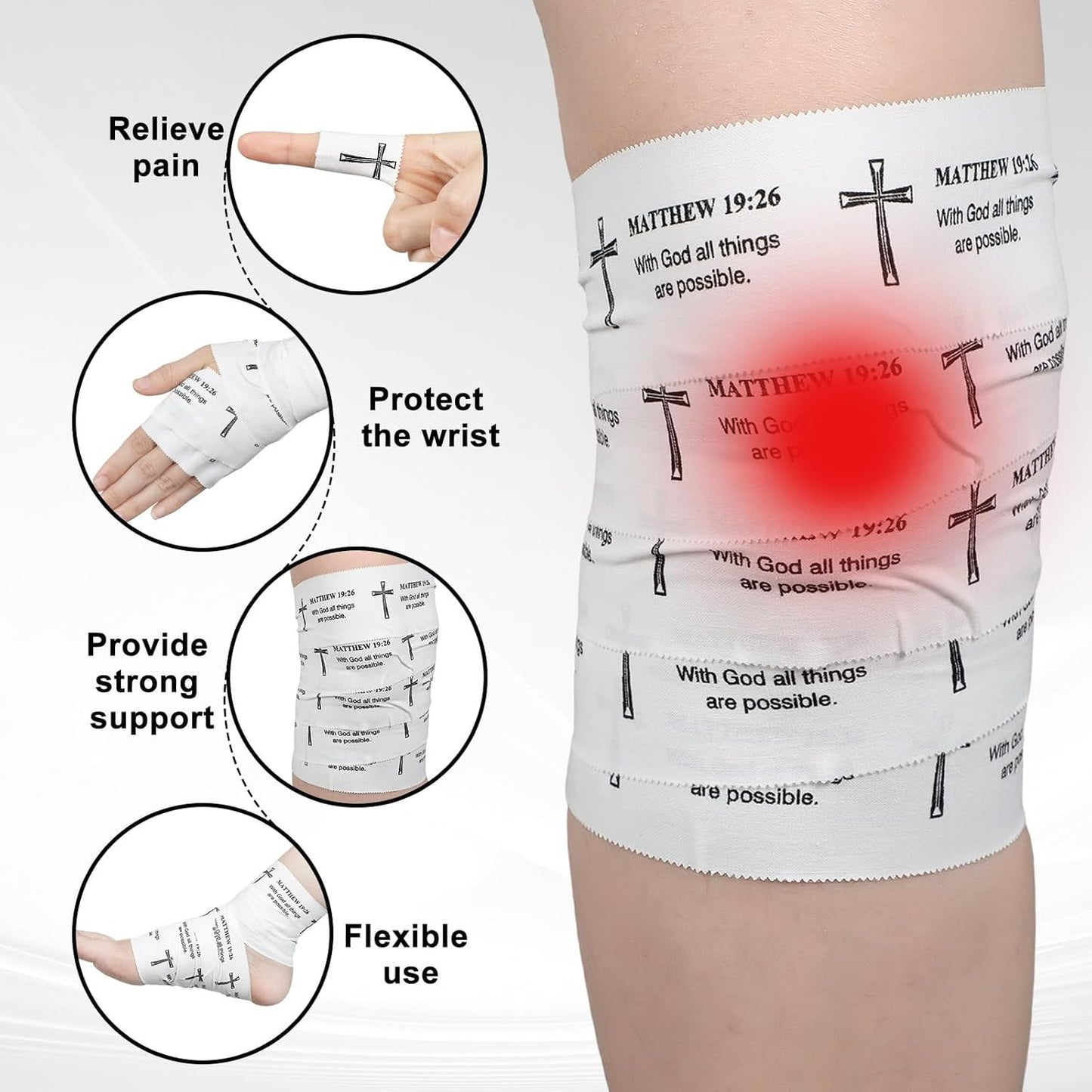 Christian Athletic Tape | 2 Pcs Cotton Sports Wrap 2in x 23ft | White
