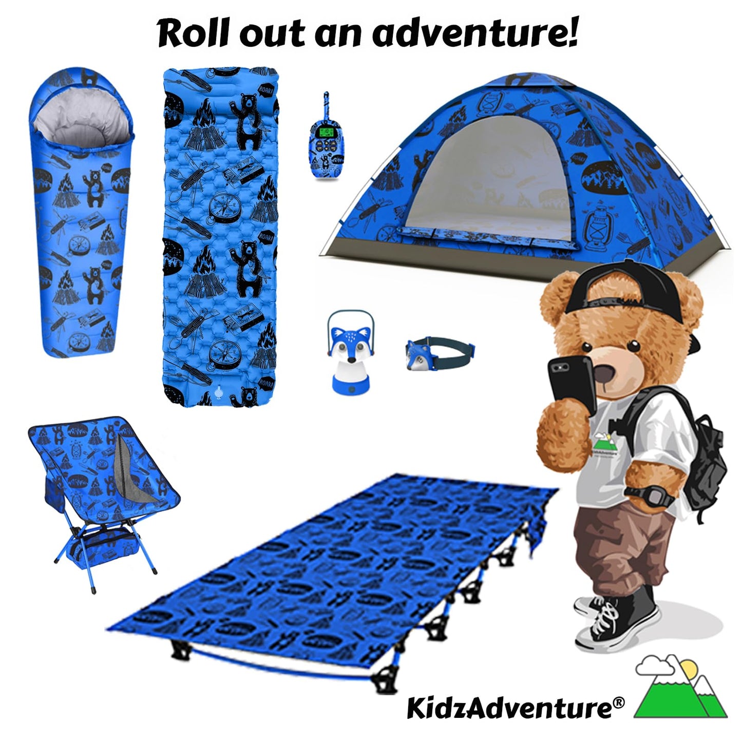 Kids Camping Essentials – LED Kids Lantern and Rechargeable Kids Headlamp Set | Multiple Purposes Kids Nightlight/Flashlight Toys –Holiday, Halloween N Birthday Gifts for Toddlers and Kids (Blue)