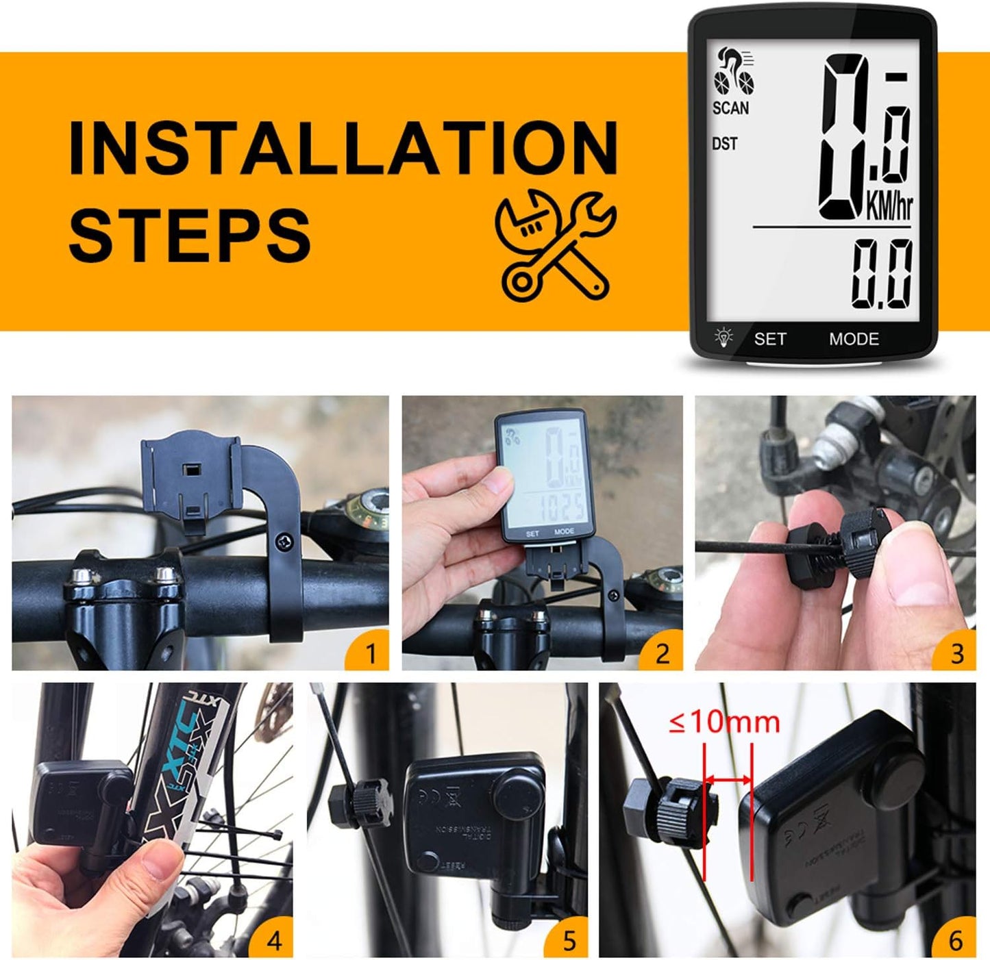 Wireless Bike Computer, 20 Multi-Functions, Real Waterproof Bicycle Speedometer, Cycling Odometer with 3'' Large LCD Display(Simple to Read), Easy to Use
