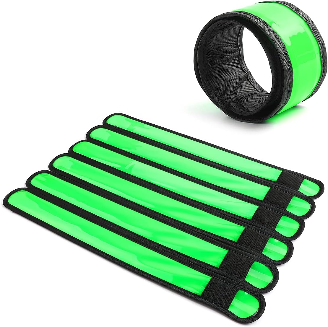 Pack of 6 LED Light Up Band Slap Bracelets Night Safety Wrist Band for Cycling Walking Running Concert Camping Outdoor Sports