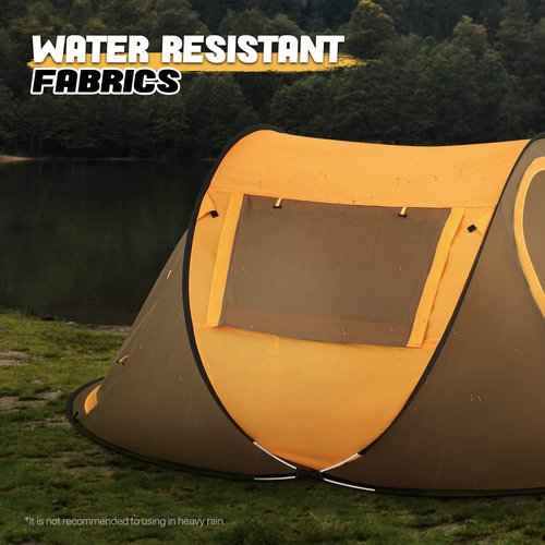 MoNiBloom Tent for Camping 3 Person Outdoor Pop Up Easy Set Up Automatic Family Travel Weatherproof Tent, 2 Doors and Side Windows Instant Easy Popup Beach Tent with Carry Bag, Earth Yellow