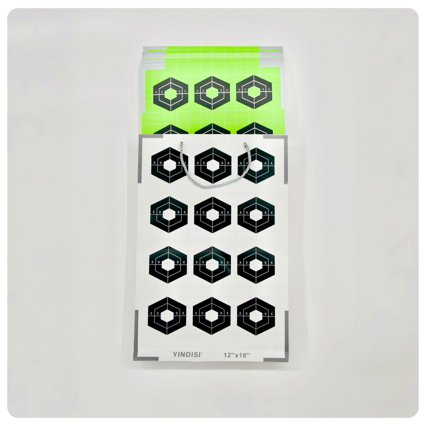 12x18 inch Fluorescent Green Diamond Grid Targets with White Grid Lines,High Contrast, NonReflective Surface, Includes Carrying Bag, 25 Sheets,Ideal for Handguns, Rifles, Airguns, BB Guns