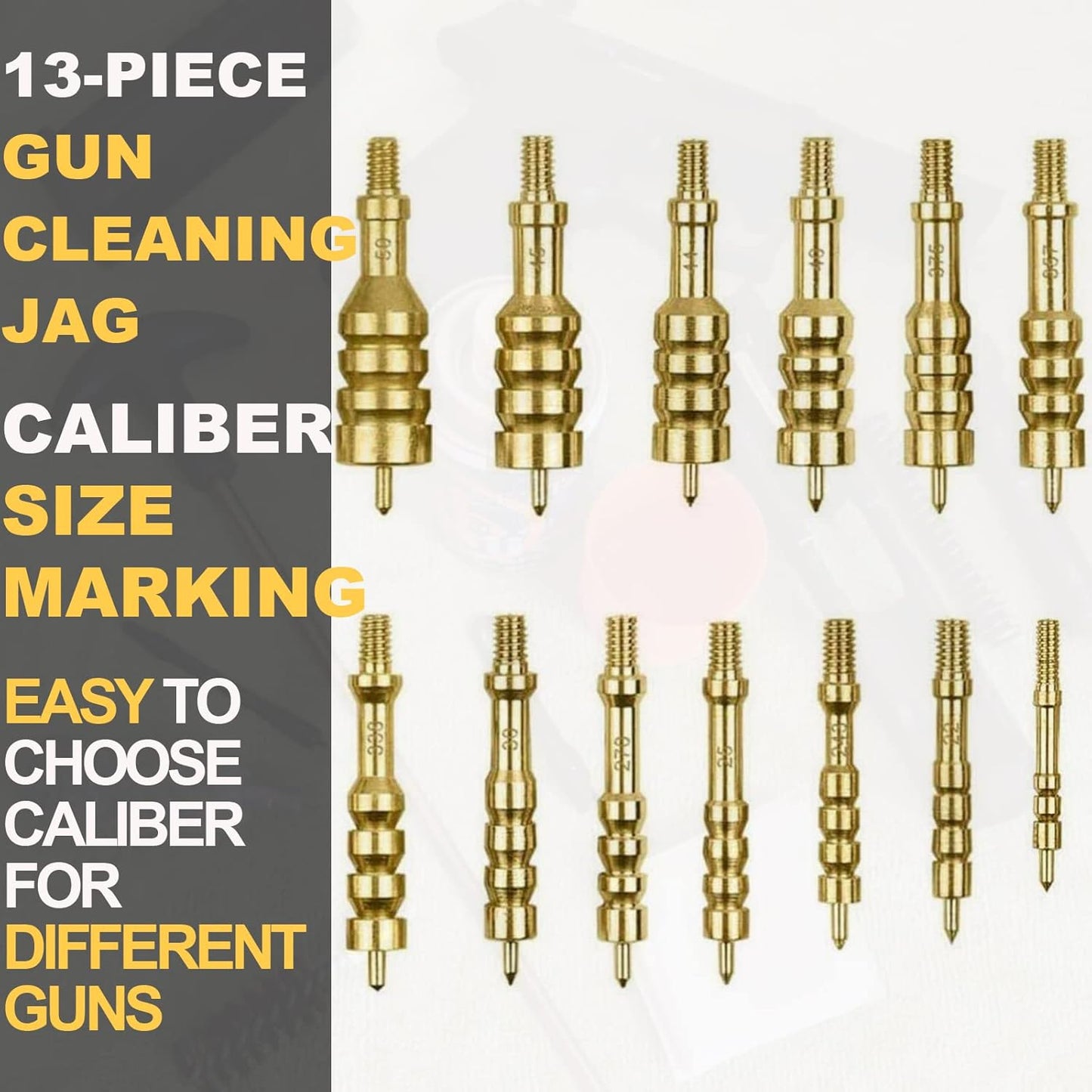 iunio Solid Brass Gun Cleaning Jag Set, Gun Cleaning Jag for Rifle Cleaning and Maintenance Solid Brass Slotted Tip with Storage Case
