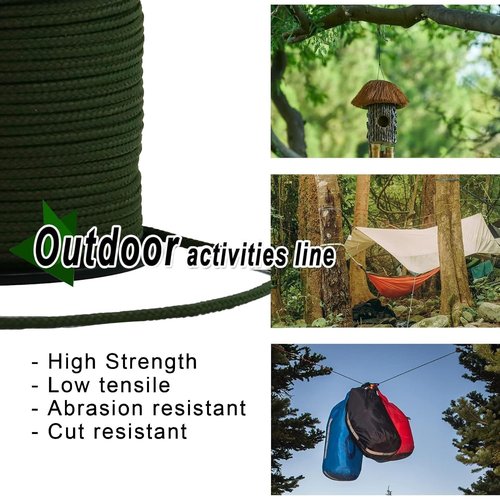 9KM DWLIFE Camo Green Kevlar Cord, 200lb 30ft High Strength, Ultralight, Abrasion Resistance for Trip Wire, Saw, Model Rocket, Hammock Tarp Ridgeline, Tactical Survival for Outdoor