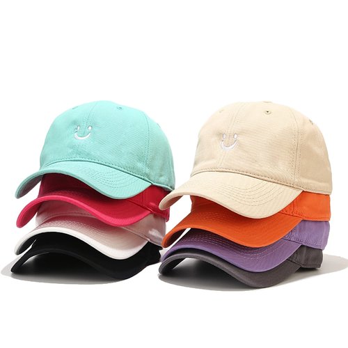 Umeepar Smile Face Baseball Cap for Women Men Adjustable Low Profile Unstructured Cotton Dad Hat (US, Alpha, One Size, Hot Pink)