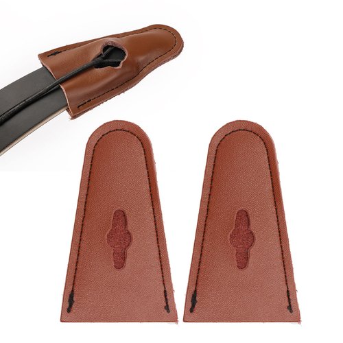 Longbow Bow Tip Protector, 1Pair Recurve Bow Tip Protector Leather Bow Tip Guard for Outdoor Hunting Recurve Bow (Brown)