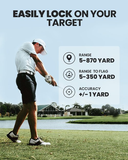 ACEGMET PF2C Golf Rangefinder with Slope, 0.3s Flag Pole Locking Vibration, ±1yd Accuracy, 870 Yards Rechargeable Laser Range Finder Golf with Magnetic, Golf Accessories for Men