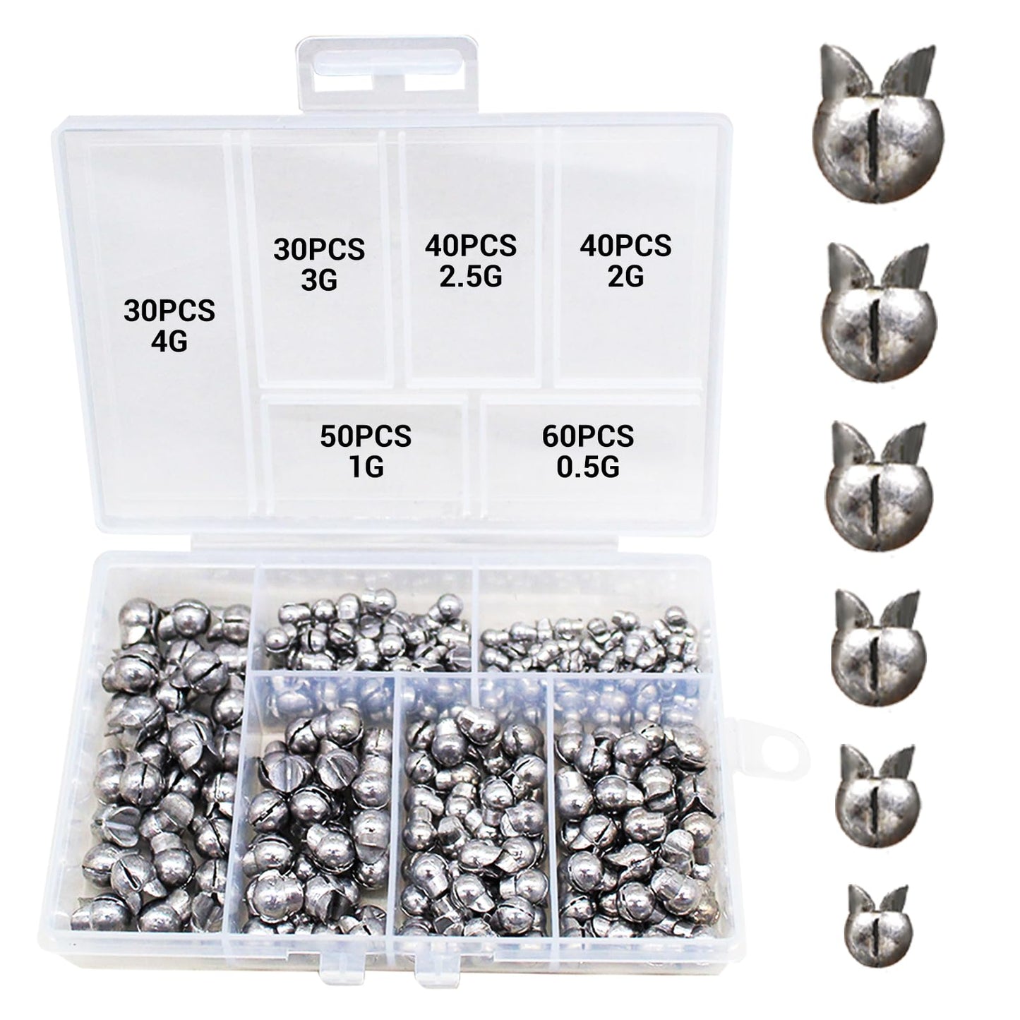 250Pcs Split Shot Fishing Weights Sinkers, Round Assortment Fishing Weight Clip on Sinker Weight Freshwater Saltwater Fishing Gift for Fishing Lovers