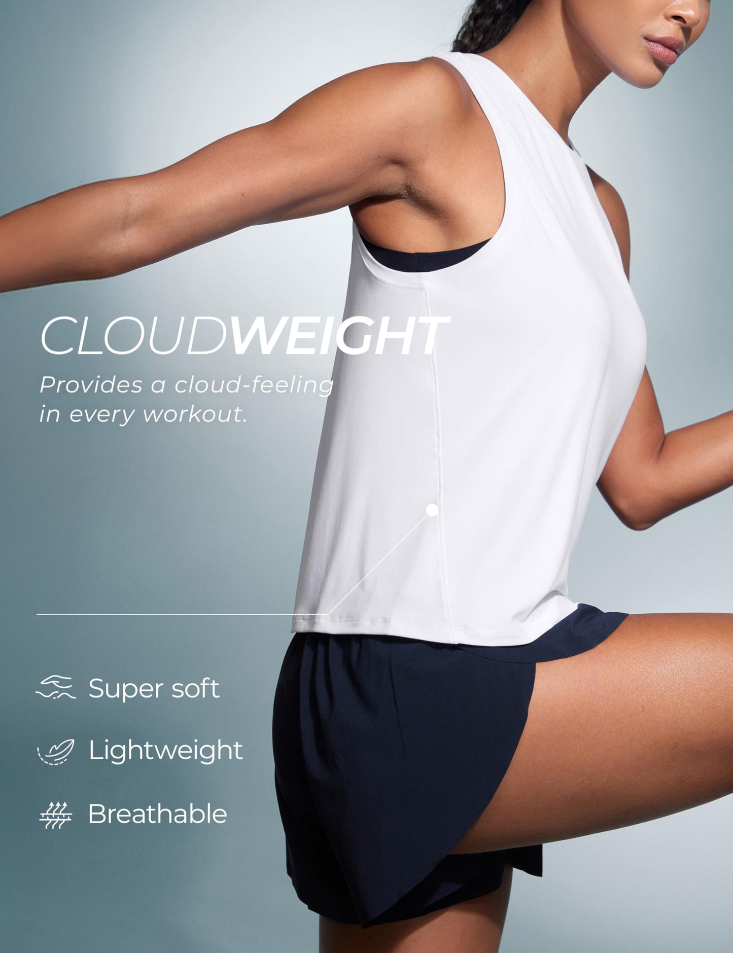 CRZ YOGA Cloudweight Crew Neck Workout Tanks Lightweight Athletic Gym Tops for Women Soft Basic Running Sleeveless Shirts White Small