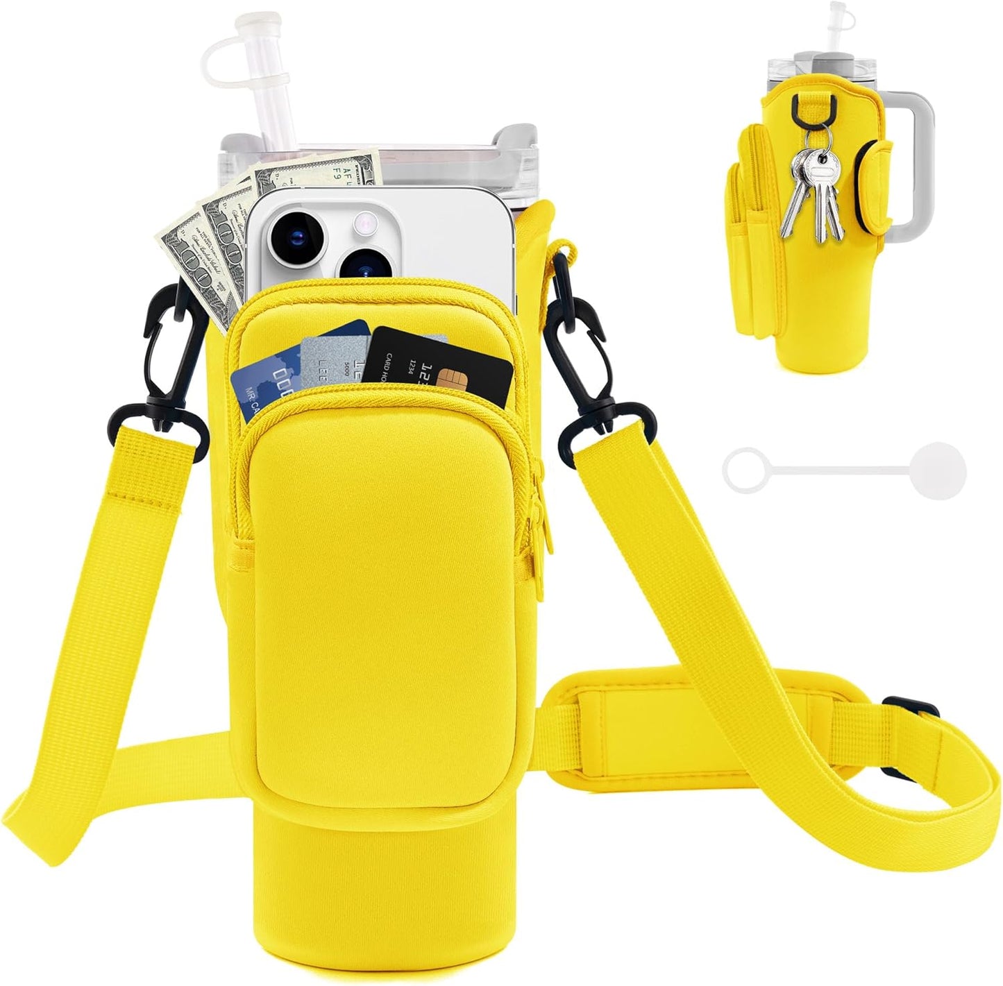 Water Bottle Carrier Bag for Stanley Cup 40/30 Oz | Adjustable Strap & Phone Pocket