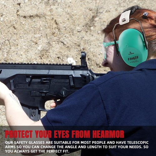 HEARMOR 3-in-1 Gun Range Ear and Eye Protection Safety Equipment Kits, Including Shooting Earmuffs, Safety Glasses and Earplugs, Ideal Gift for Women & Youth, Teal