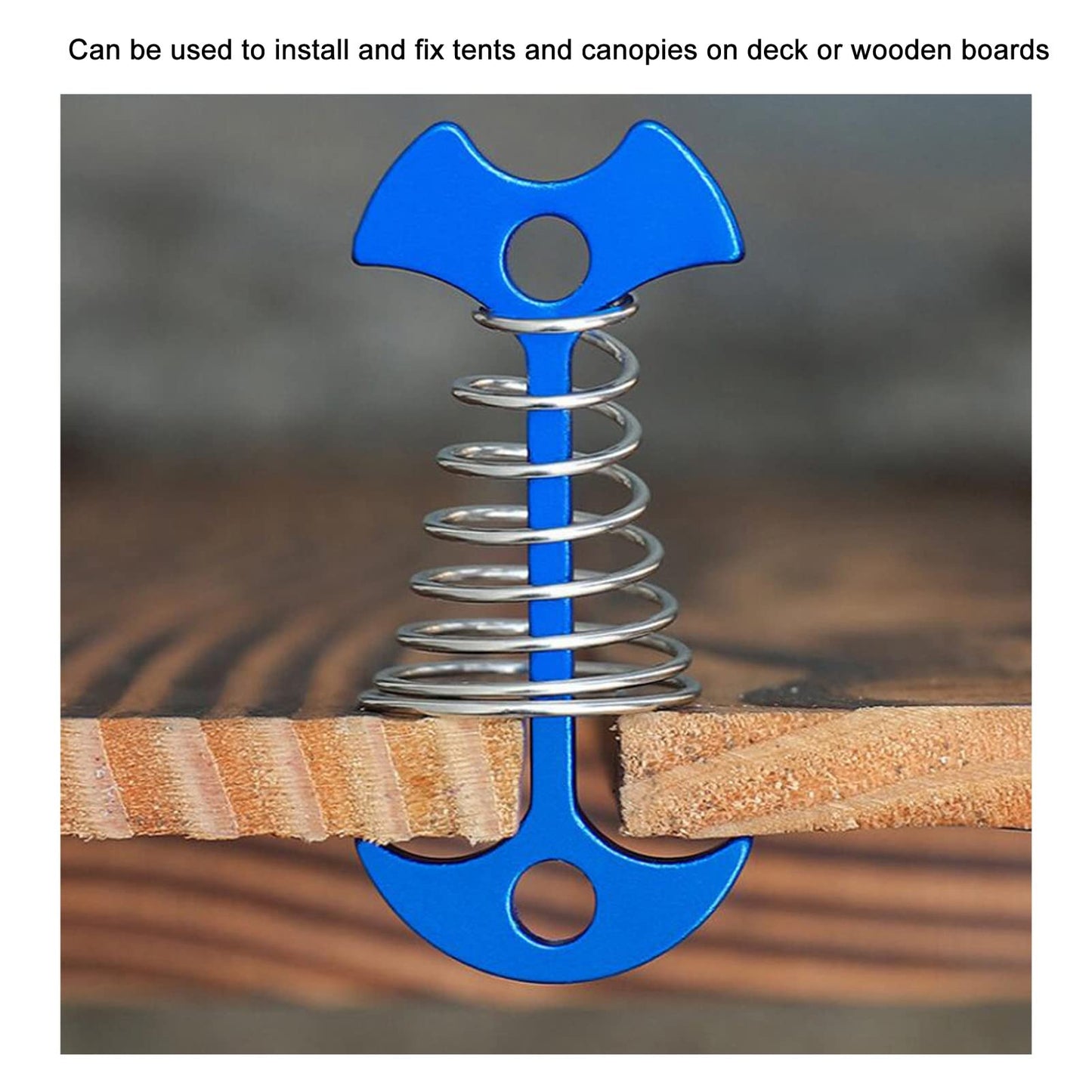 Socobeta Fishbone Tent Stakes, Easy Locking Tent Fixing Anchor Pegs Anti Slip 5pcs Adjustable Sturdy Spring Buckle Aluminum Alloy for Traveling(Blue)