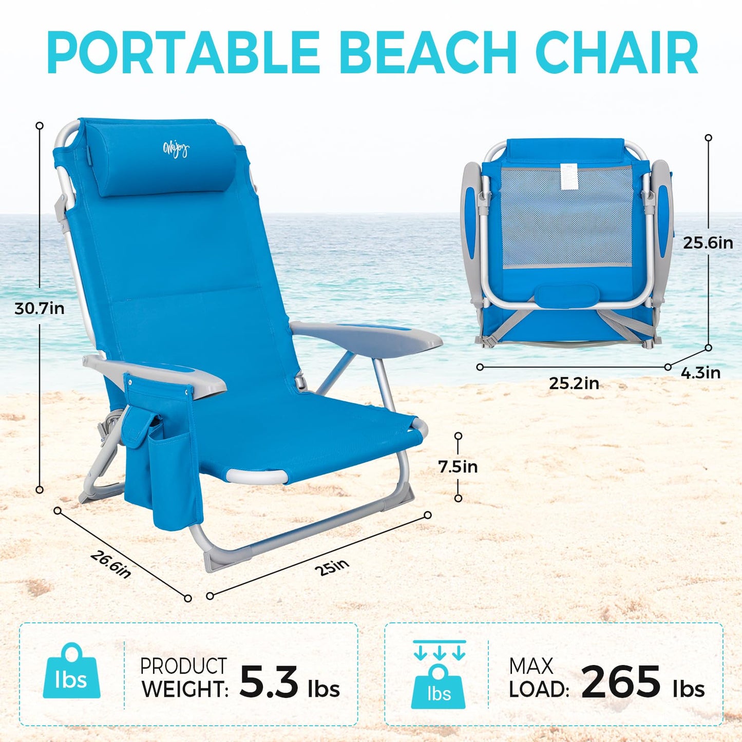 #WEJOY 2 Pack Folding 4-Position Beach Chair for Adults