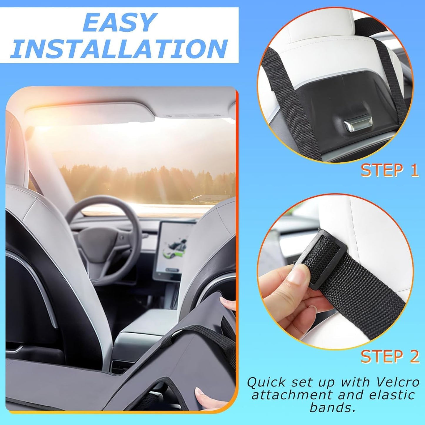 Kikosawa Car Travel Rear Seat Mattress Extension Plate, Increase Car Bed Camping Space, Sleeping Head Protection, Folding Fits for Car, SUV, Truck,Tesla and Other Electric Cars, 50 * 16.5 in
